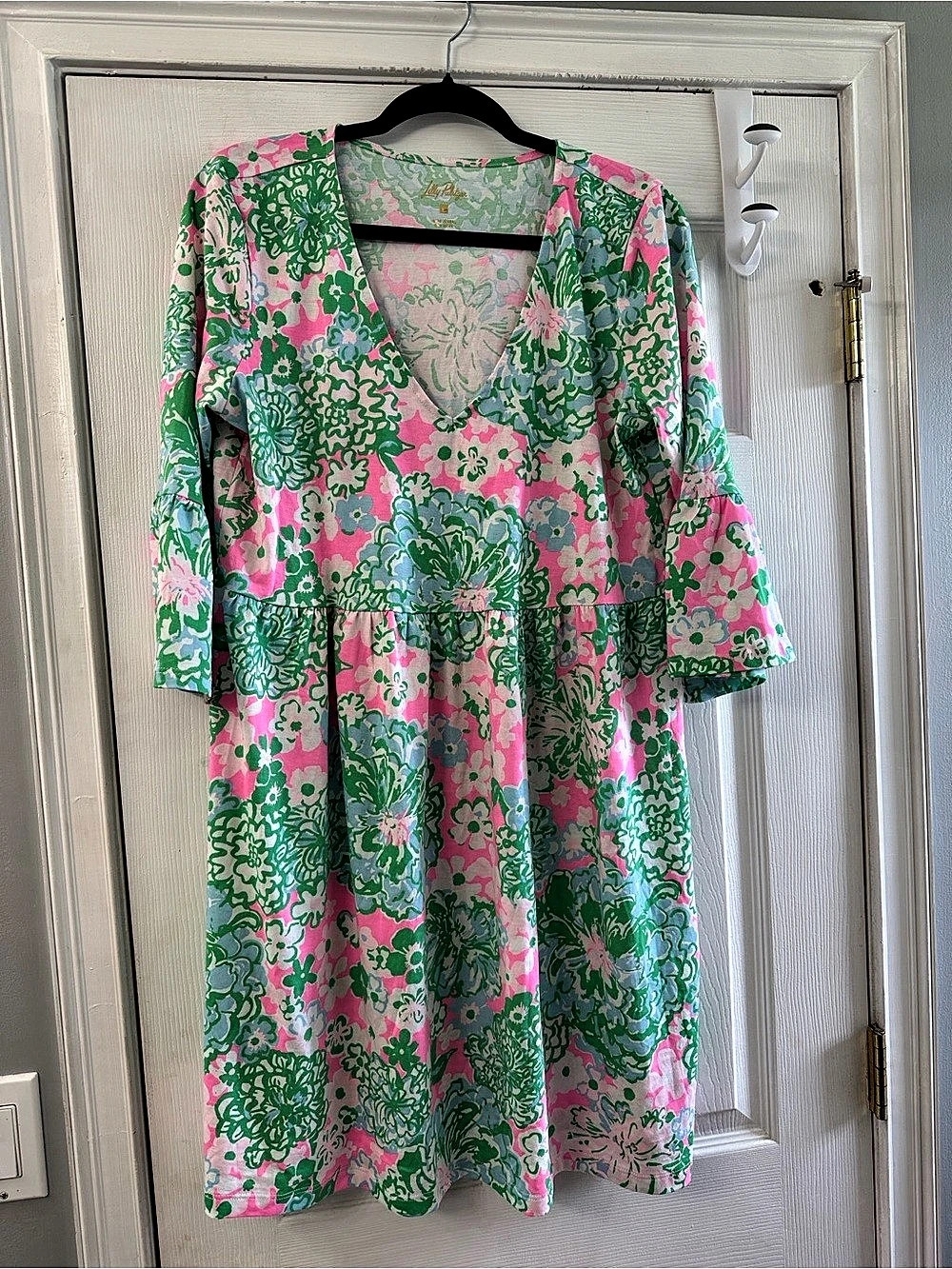 Lilly Pulitzer Sloane Dress Floral Mini Dress Pink & Green Size Large NWT